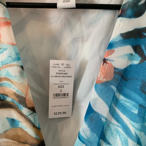 Zara Tropical High Low Dress in Blue and Pink - Picture 2 of 3